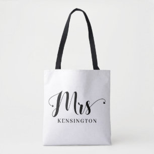 Personalised Modern Mrs Newlywed Typography Tote Bag