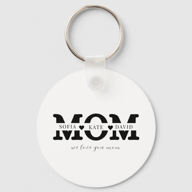 Personalised Modern Mum Kids  Name Mothers Day  Key Ring (Front)