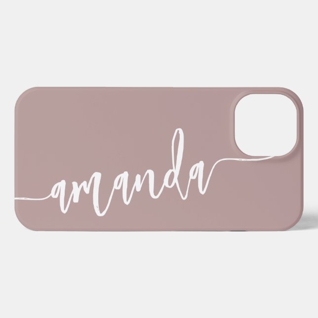 Personalised Modern Name Dusty Rose iPhone Case (Back Horizontal)