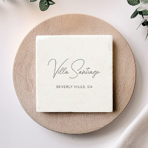 Personalised Modern Name of Home Residence Stone Coaster