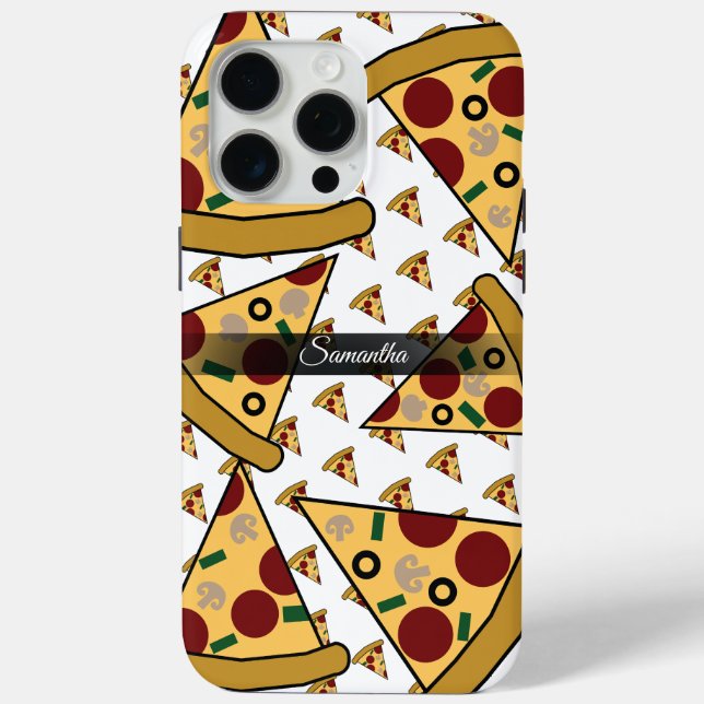Personalised Modern Name Slice Pizza Pink Case-Mate iPhone Case (Back)