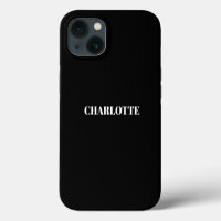 Personalised modern name text black white plain