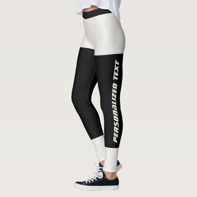 Personalised Modern Neutral Cute Black Custom Made Leggings (Left)