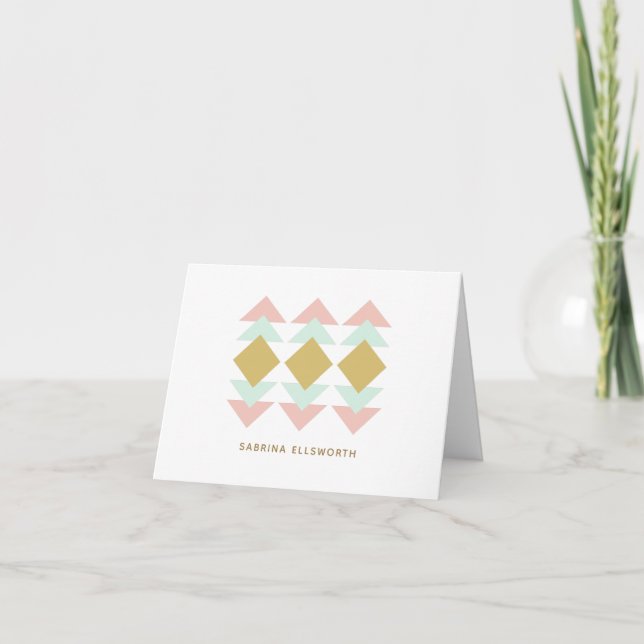Personalised Modern Pastel Pink Sage Stationery Note Card (Front)
