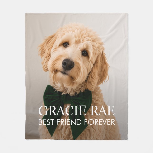 Personalised Modern Pet Dog Photo Fleece Blanket (Front)