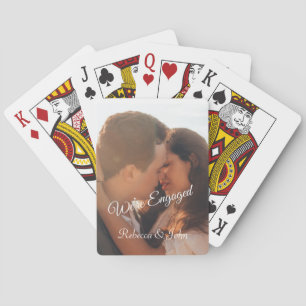 Personalised Modern Photo Engagement Calligraphy  Playing Cards