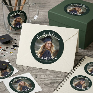 Personalised Modern Photo Graduation Party  Classic Round Sticker