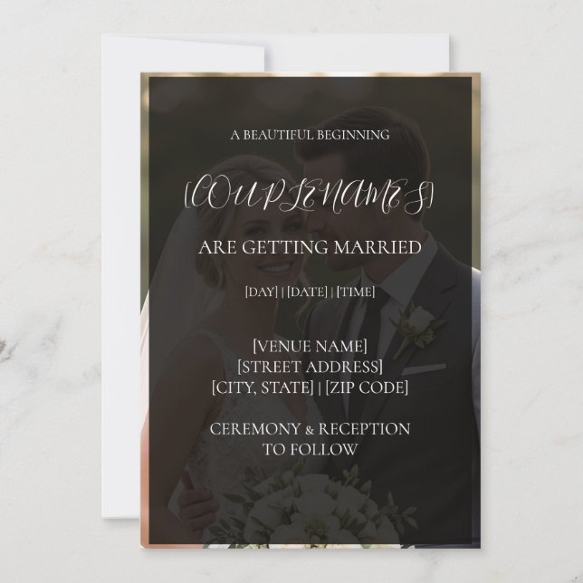 Personalised Modern Photo Overlay Wedding  Invitation (Front)