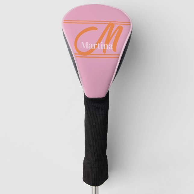 Personalised Modern Pink Golf Head Cover (Front)