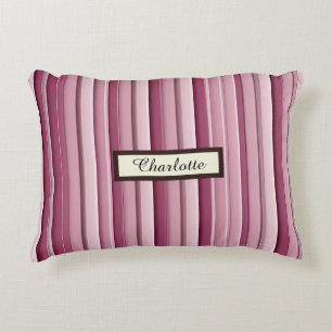 Personalised Modern Pink Mauve Vertical Stripes Decorative Cushion