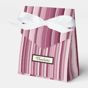 Personalised Modern Pink Mauve Vertical Stripes Favour Box