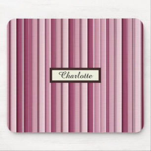Personalised Modern Pink Mauve Vertical Stripes  Mouse Pad