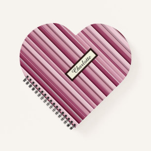 Personalised Modern Pink Mauve Vertical Stripes  Notebook