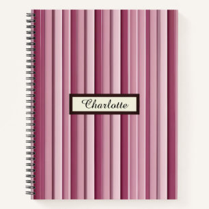 Personalised Modern Pink Mauve Vertical Stripes Notebook