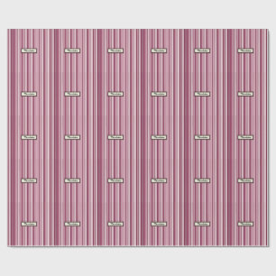 Personalised Modern Pink Mauve Vertical Stripes  Wrapping Paper