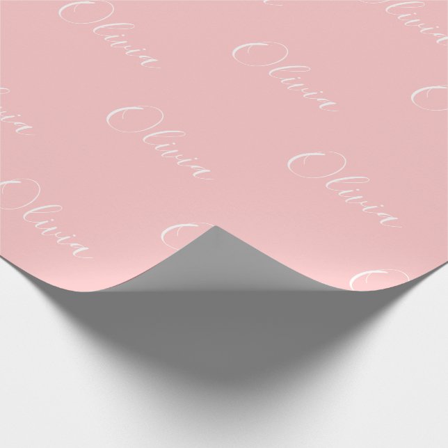 Personalised Modern Pink Script Name Wrapping Paper (Corner)