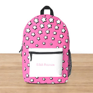 Personalised modern pink stars trendy kids printed backpack