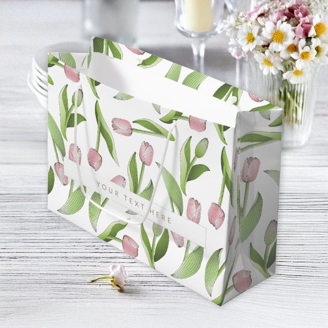 Personalised Modern Pink Tulip Large Gift Bag (Creator Uploaded)
