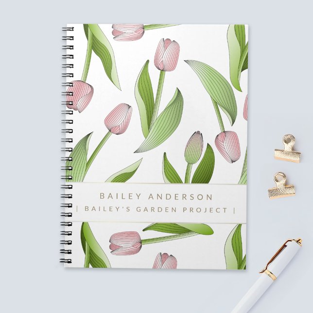 Personalised Modern Pink Tulip Notebook (Creator Uploaded)