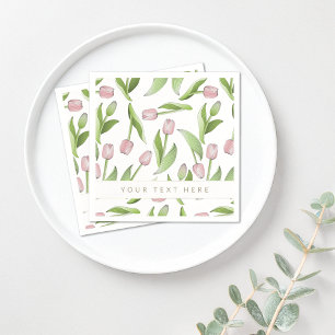 Personalised Modern Pink Tulip Paper Napkin