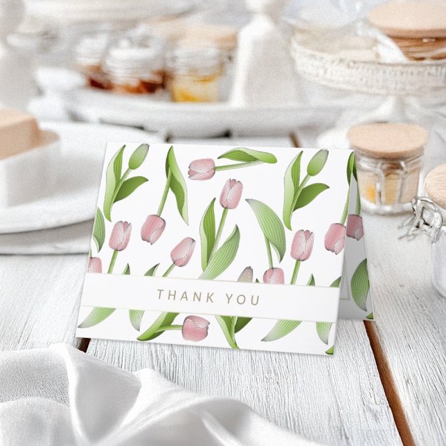 Personalised Modern Pink Tulip Thank You Card (Creator Uploaded)