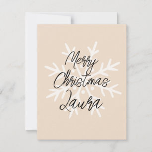 Personalised Modern pink white pastel snowflakes Card