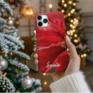 Personalised Modern Poinsettia Phone Case