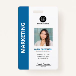 Personalised Modern Professional Employee ID Blue  ID Badge