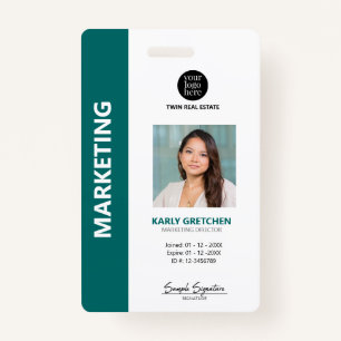 Personalised Modern Professional Employee ID Green ID Badge