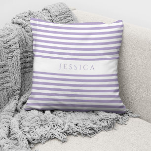 Personalised Modern Purple Striped Pattern Cushion