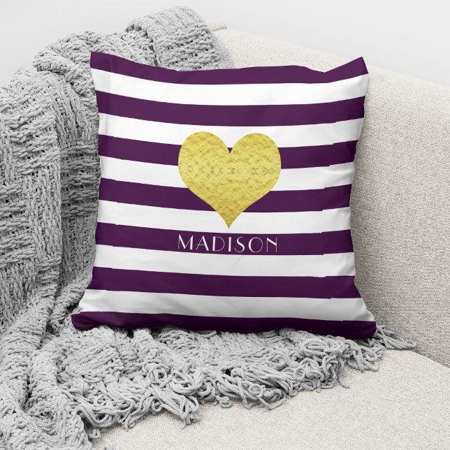 Personalised Modern Purple Stripes Pattern Cushion (Creator Uploaded)