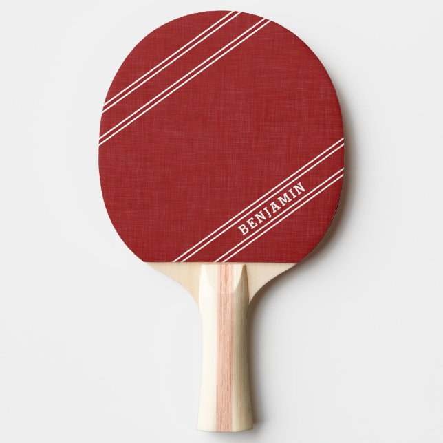Personalised Modern Red and White Player Name Ping Pong Paddle (Front)