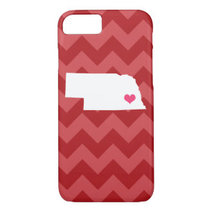 Personalised Modern Red Chevron Nebraska Heart Case-Mate iPhone Case