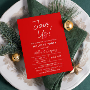 Personalised Modern Red Corporate Christmas Party Invitation