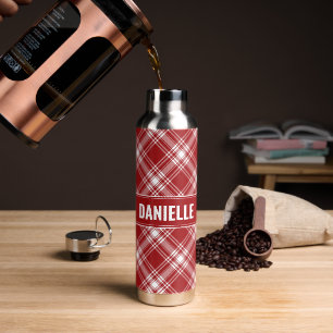 Personalised Modern Red Striped Water Bottle