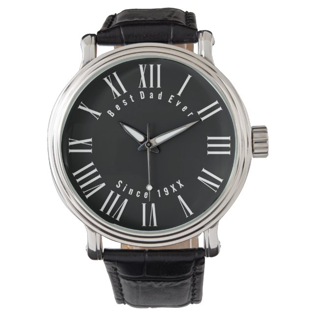 Personalised Modern Roman Numeral Hour Ticks Watch (Front)