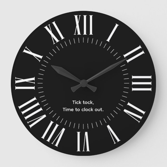 Personalised Modern Roman Numerals Black and White Large Clock (Front)