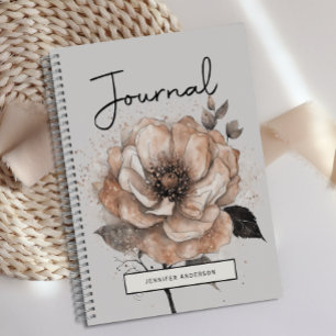 Personalised Modern Rose Gold Floral Journal