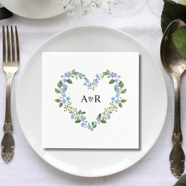 Personalised Modern Rustic Greenery Floral Wedding Napkin (Creator Uploaded)