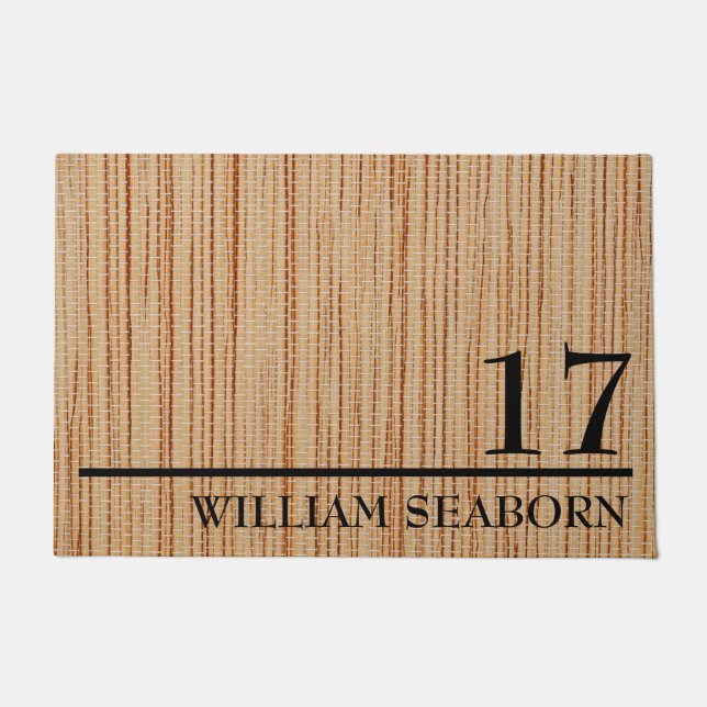 Personalised Modern Rustic House Number and Name   Doormat (Front)
