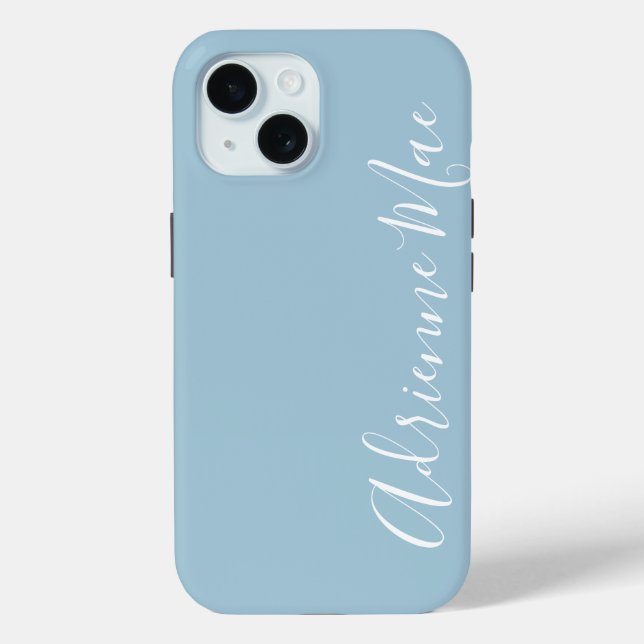Personalised Modern Script Baby Blue Case-Mate iPhone Case (Back)