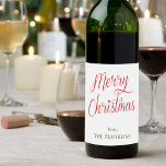 Personalised Modern Script Merry Christmas Gift Wine Label<br><div class="desc">My Personalised Modern Script Merry Christmas Gift are perfect for gift giving. Place on wine for a perfect custom holiday gift.</div>