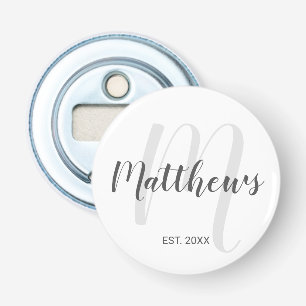 Personalised Modern Script Monogram & Family Name Bottle Opener
