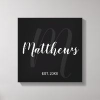 Personalised Modern Script Monogram & Family Name