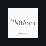 Personalised Modern Script Monogram & Family Name Canvas Print<br><div class="desc">Personalised Monogram and Family Name Gift featuring family name in grey modern script font style and monogram in light grey modern script font style as background with established year in grey sans serif font style on white background. Perfect as gift for newlyweds, holiday gift for family, family reunion favours and...</div>