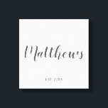 Personalised Modern Script Monogram & Family Name Canvas Print<br><div class="desc">Personalised Monogram and Family Name Gift featuring family name in grey modern script font style and monogram in light grey modern script font style as background with established year in grey sans serif font style on white background. Perfect as gift for newlyweds, holiday gift for family, family reunion favours and...</div>