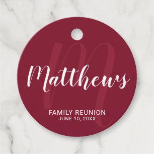 Personalised Modern Script Monogram & Family Name Favour Tags