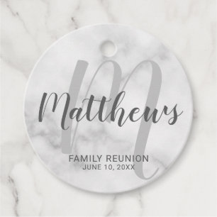 Personalised Modern Script Monogram & Family Name Favour Tags