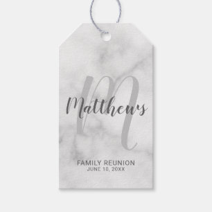 Personalised Modern Script Monogram & Family Name Gift Tags