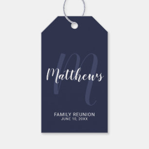 Personalised Modern Script Monogram & Family Name Gift Tags